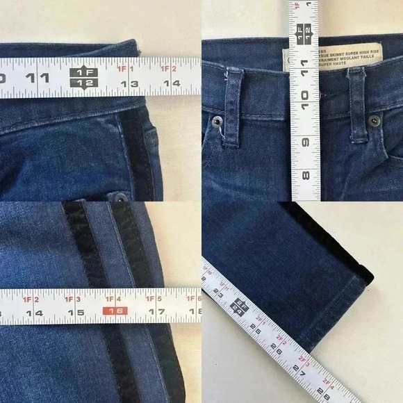 GAP  True Skinny Super High Rise Velvet Side Stripe Tuxedo Jeans Blue Size 26 - Picture 9 of 13